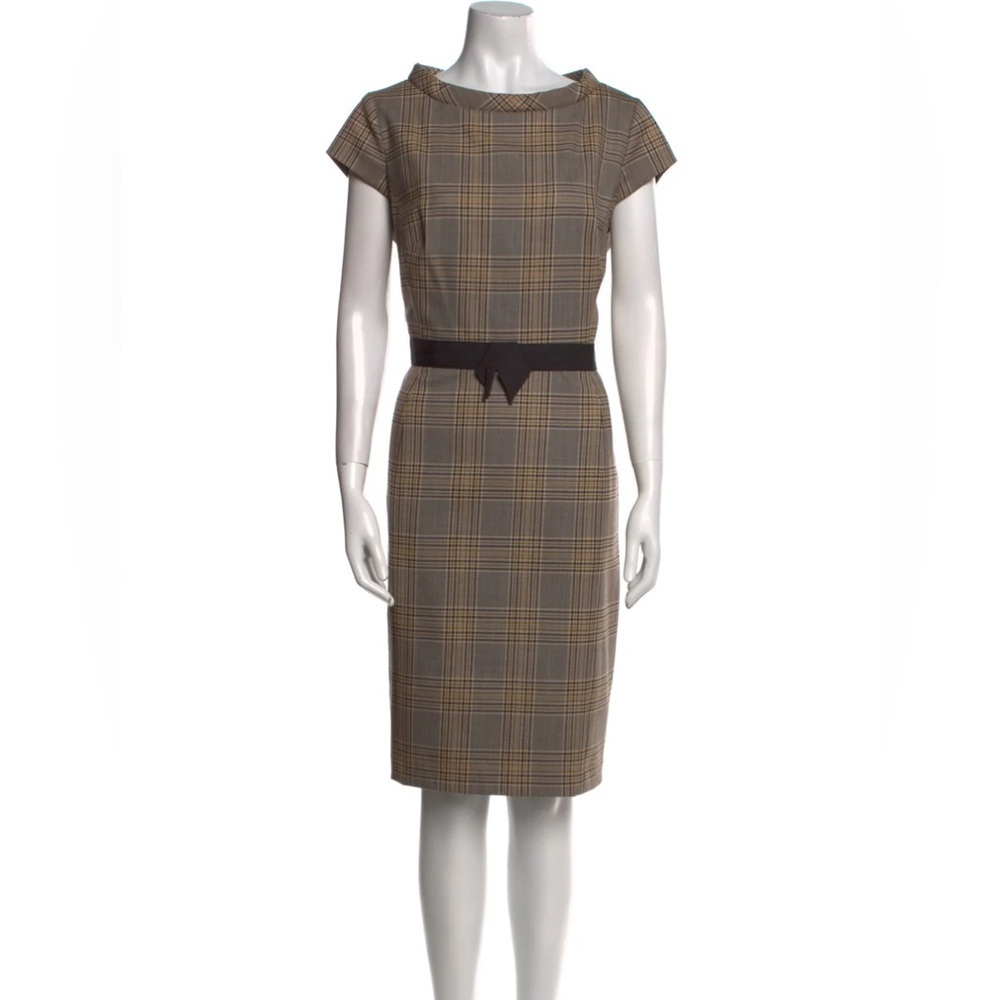 Milly New York Plaid Wool Midi Dress